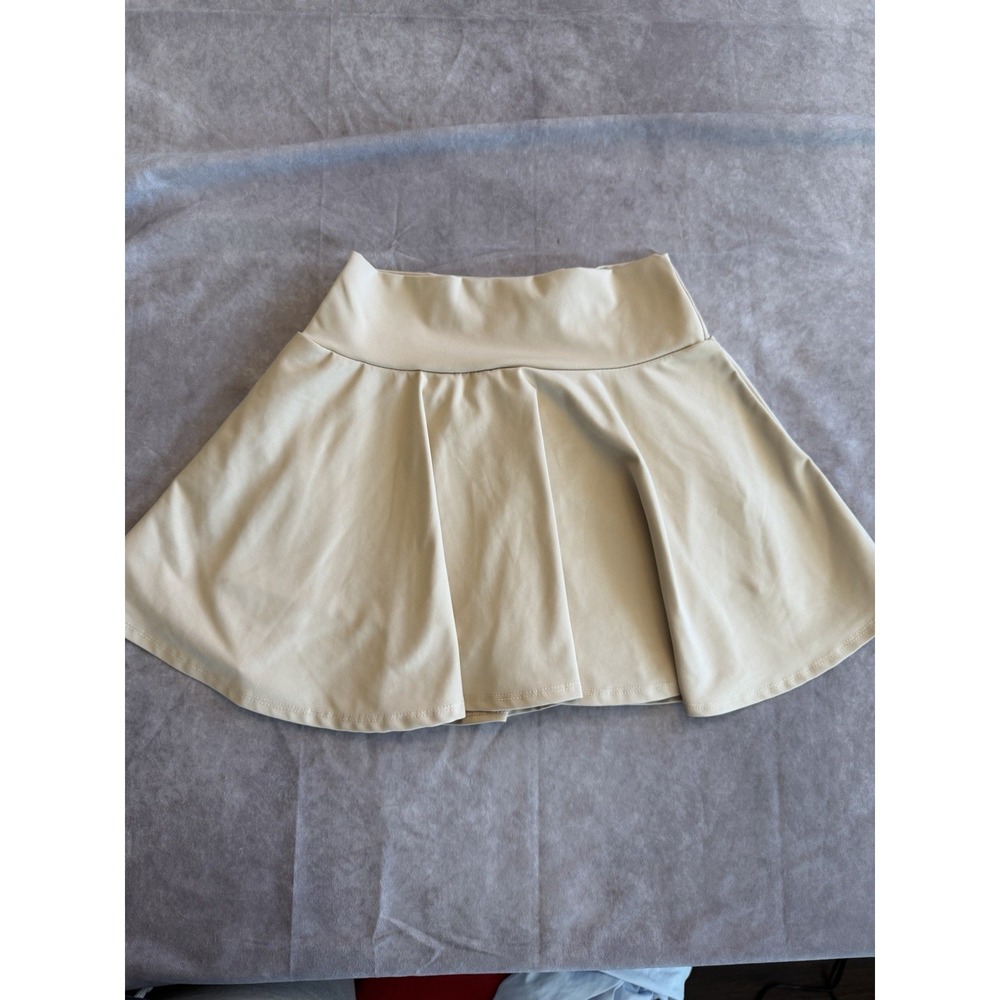 Womens Beige Tennis Skort Pleated Athletic Skirt Built In Shorts